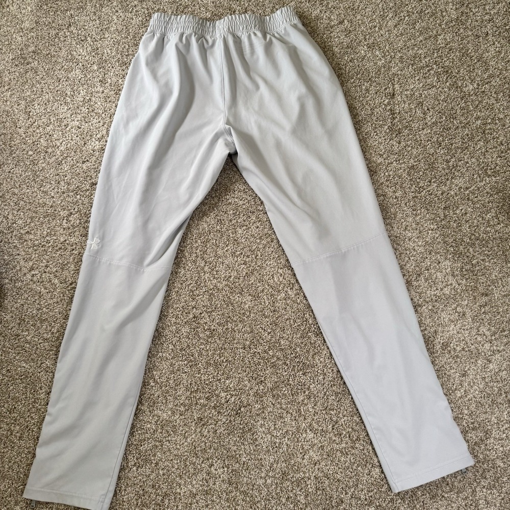 Under Armour Mens Size M‎ Squad Warm Up Zip Ankle Feather Grey Pant - Picture 15 of 16